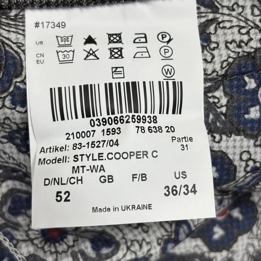 Brax Cooper Fancy 5 Pocket Pants Mens 36x34 Gray Stretch Regular Fit Houndstooth